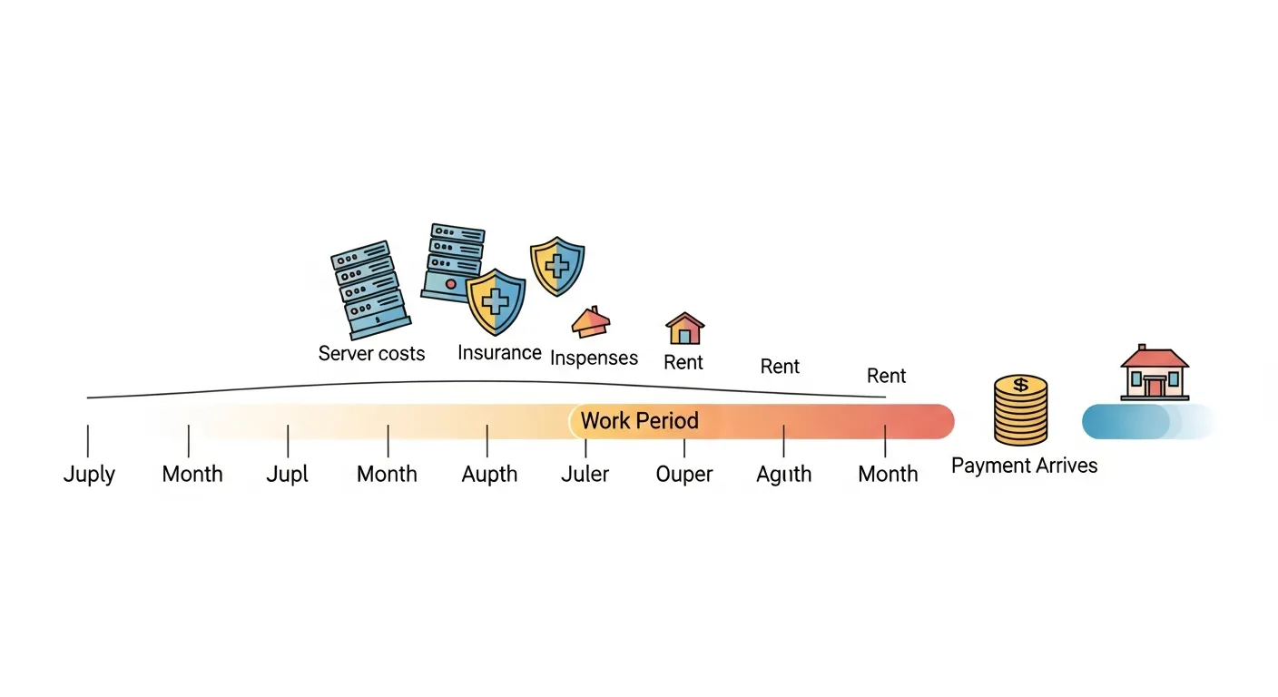 フリーランスエンジニアのキャッシュフロー問題:稼働期間と入金タイミングのギャップ