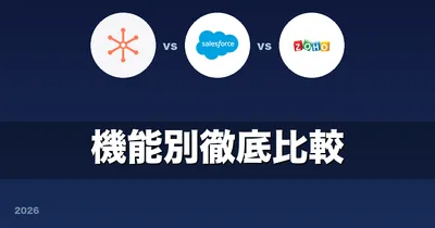 HubSpot vs Salesforce vs Zoho CRM 機能別徹底比較 2026 — パイプライン・メール・MA・AI、結局どれがいいのか