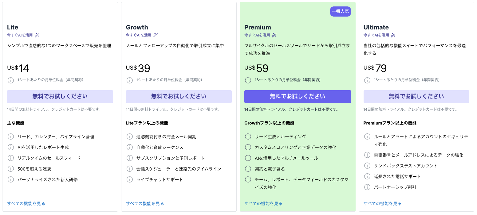 Pipedrive料金プラン一覧（2026年）